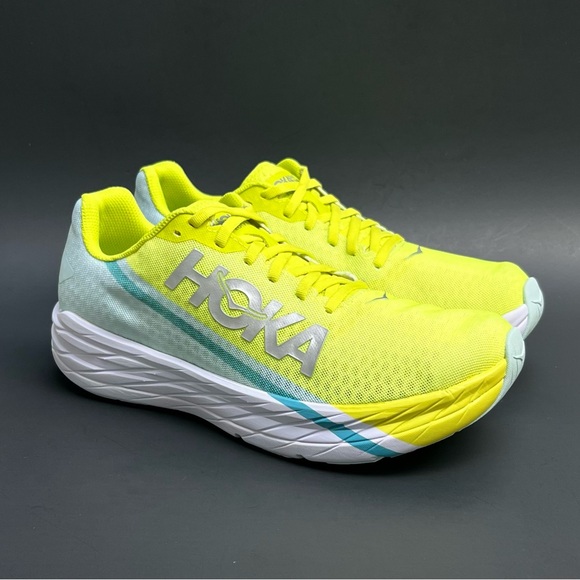 HOKA One One Rocket X Unisex Running Shoes Yellow/Blue 1113532 BGEPR NEW - Picture 3 of 11